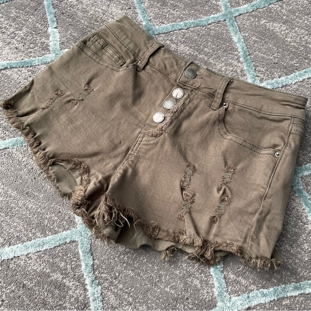 Angel Kiss Denim Collection Cheeky Green Cropped Short Shorts